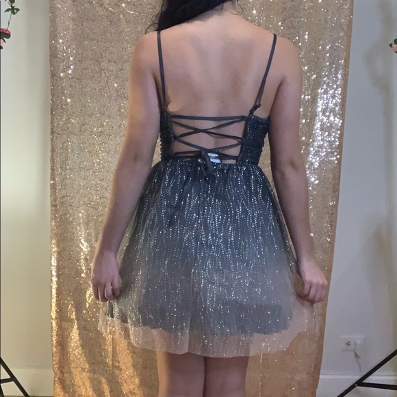 Teeze Me Juniors' Ombré Glitter Tulle Dress - Picture 2 of 11